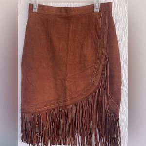 Vintage Western Asymmetrical Lamb Skin Fringe Skirt  - Waist Size 30”
